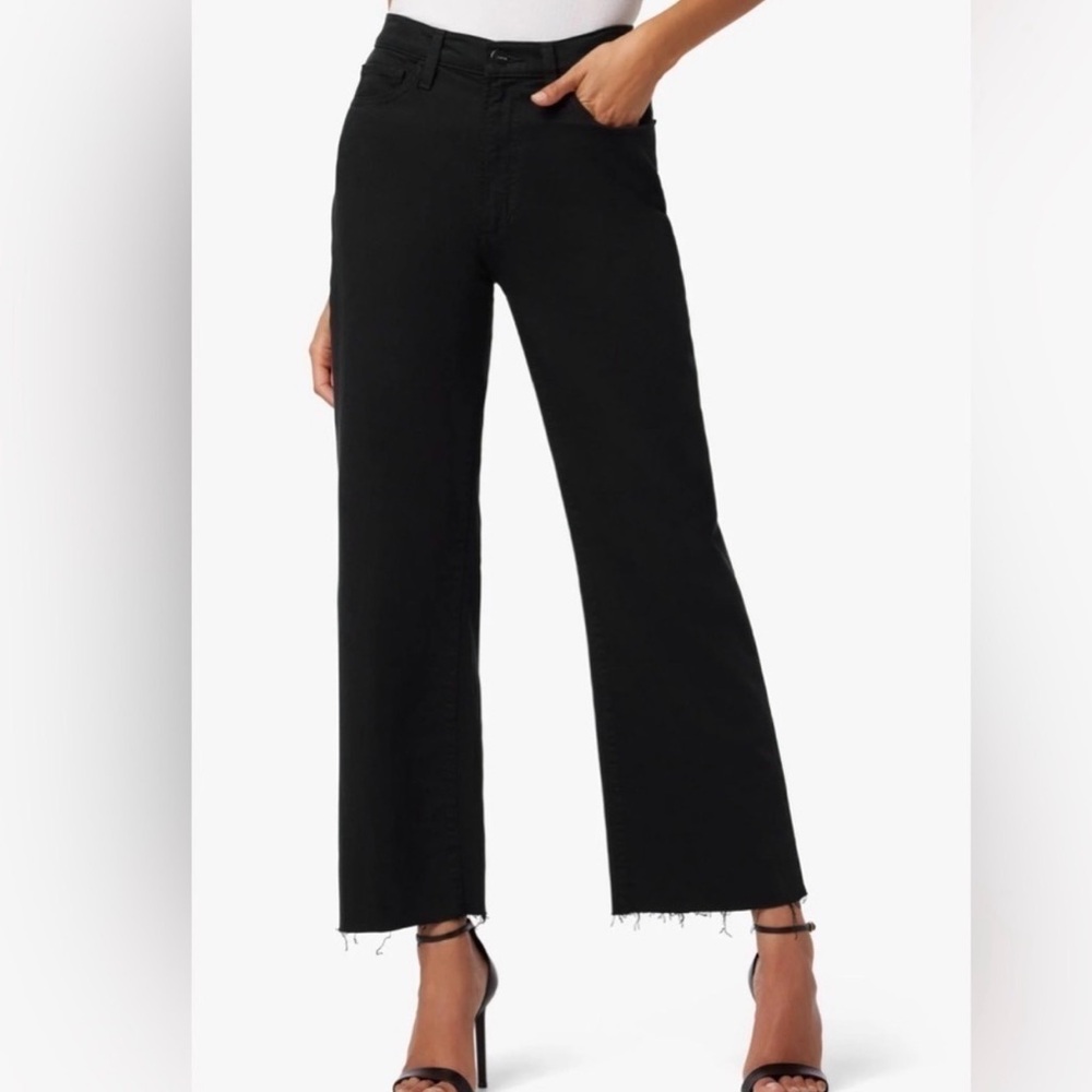 NEW Joe’s High Rise Wide Leg Crop Jeans Black Raw Hem Women’s Size 29
